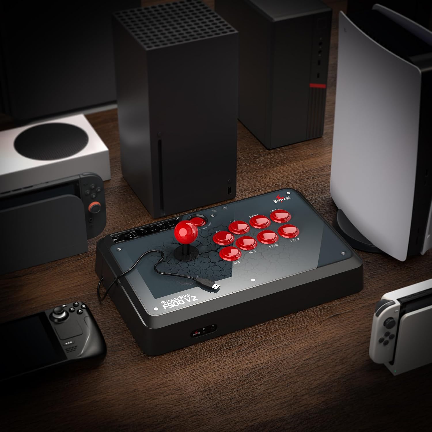 MAYFLASH Universal Arcade Fighting Stick F500 for Switch/Switch 2, Xbox Series X/S, Xbox One, Xbox 360, PS4, PS3, Windows, macOS, Android