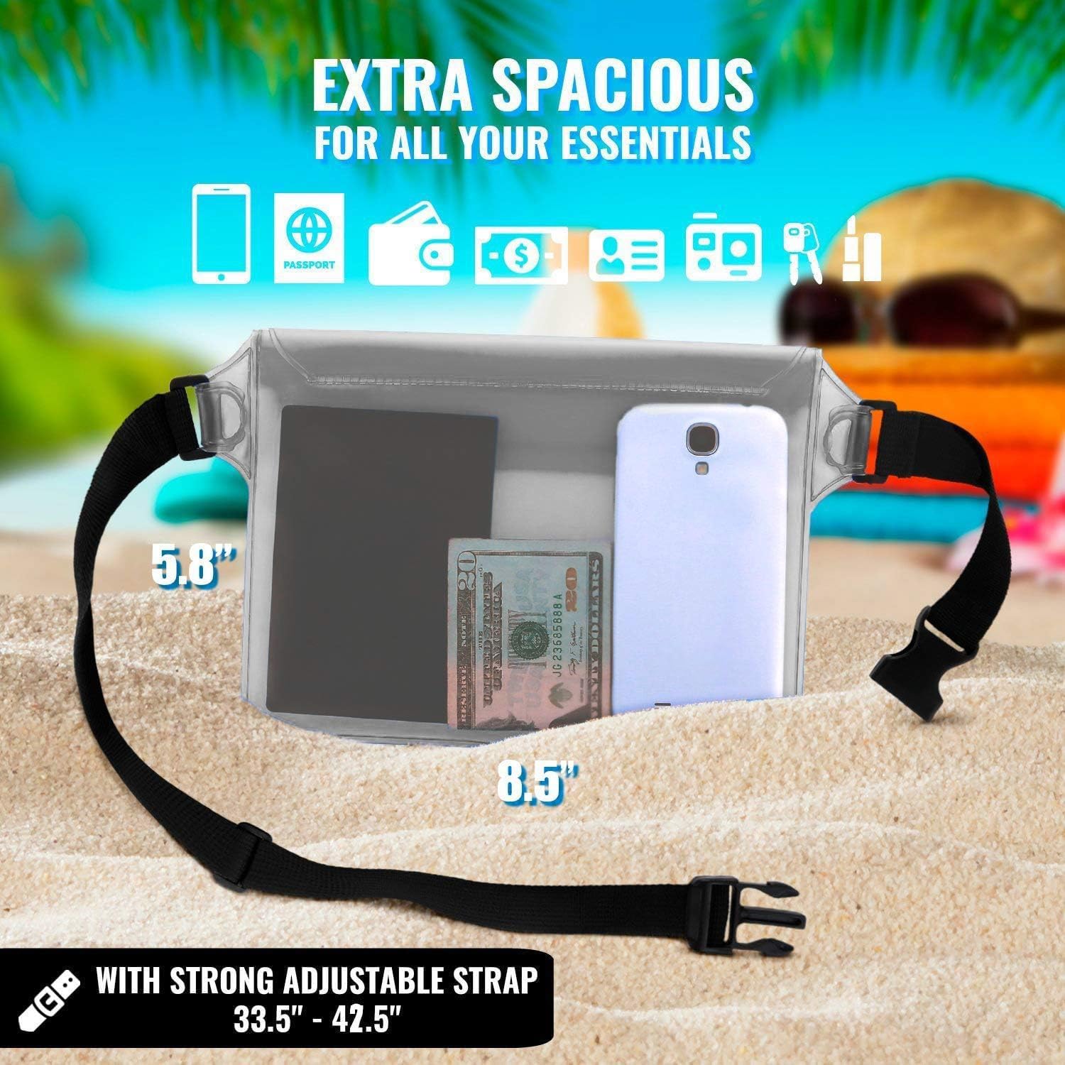 AiRunTech Waterproof Fanny Pack,Phone Pouch Dry Bag for Passport Wallet Purse,Floating Waterproof Bags for Travel Beach Swimming Kayaking Boating Cruise Accessories