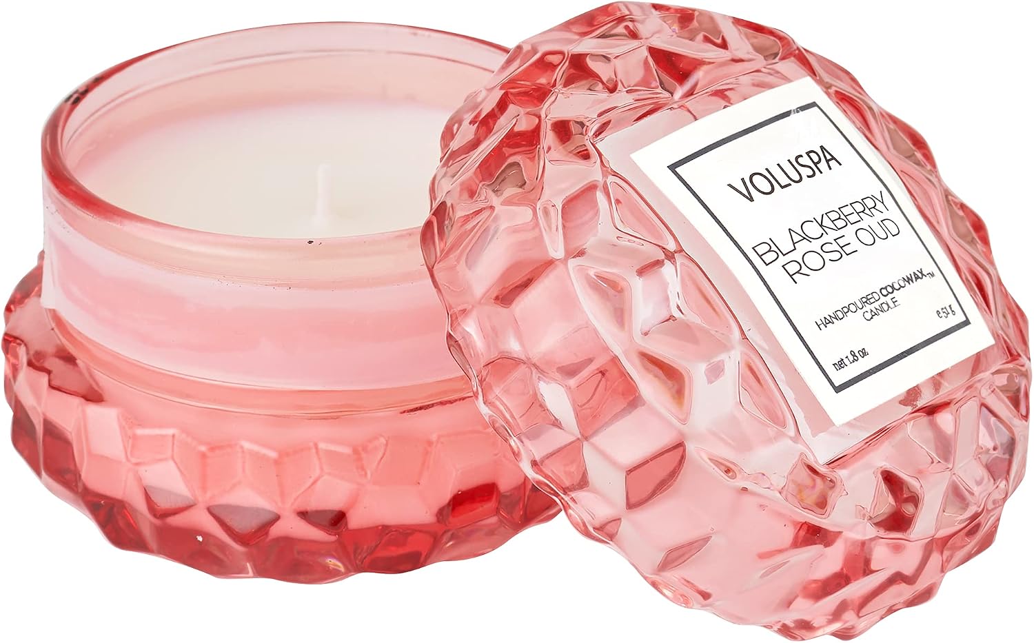 Voluspa BlackBerry Rose Oud Candle | Macaron | 1.8 Oz. | 15 Hour Burn Time | Coconut Wax and Natural Wicks for a Cleaner Burn | Vegan | Hand-Poured