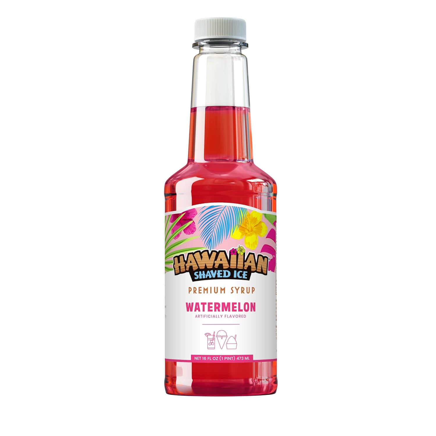 Hawaiian Shaved Ice Blue Raspberry Syrup - Made Nut Soy Dairy Free in the USA - Flavor Fluffy Shaved & Crunchy Snow Cone - Shelf Stable After Opening - Makes 8 Servings - 16 ounces