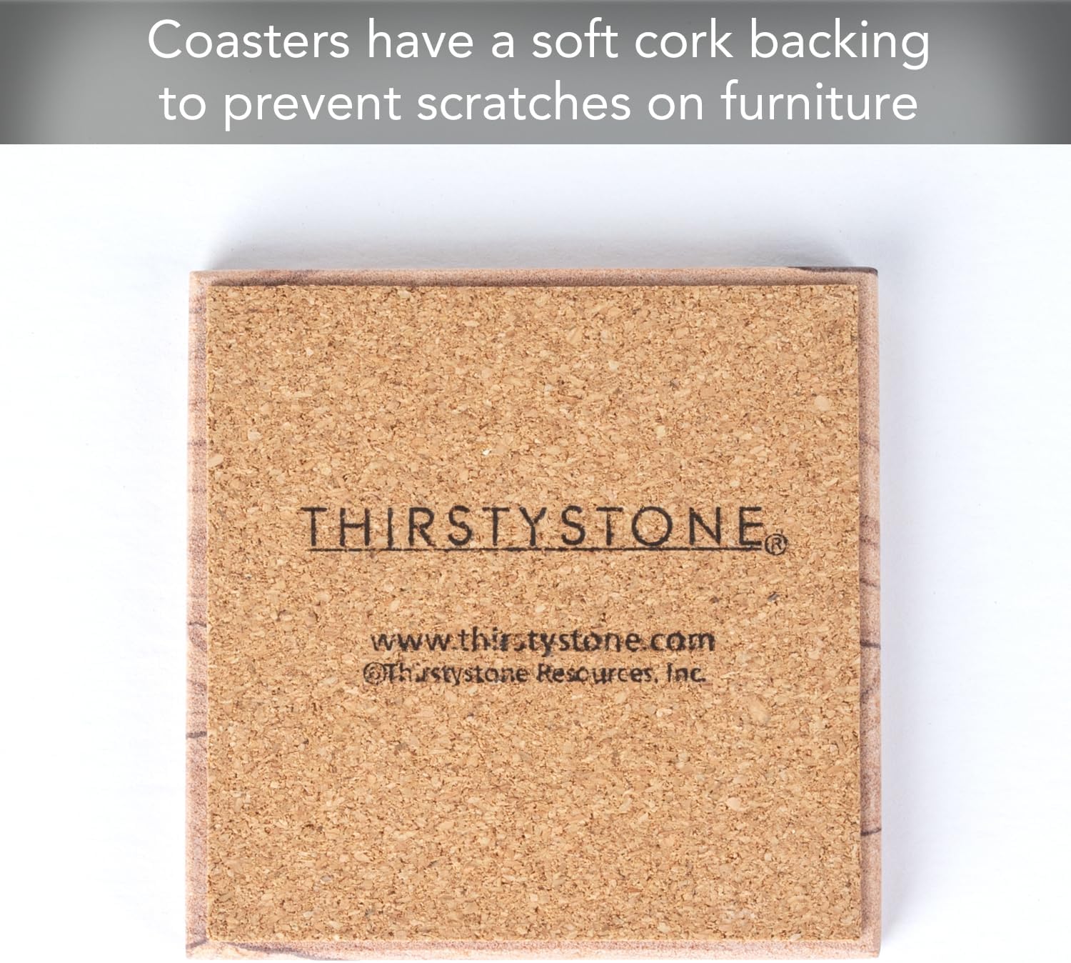 Thirstystone Sandstone Cinnabar Coasters | Protective Cork Backing, Eco-Friendly, Absorbent, Easily Wipes Clean