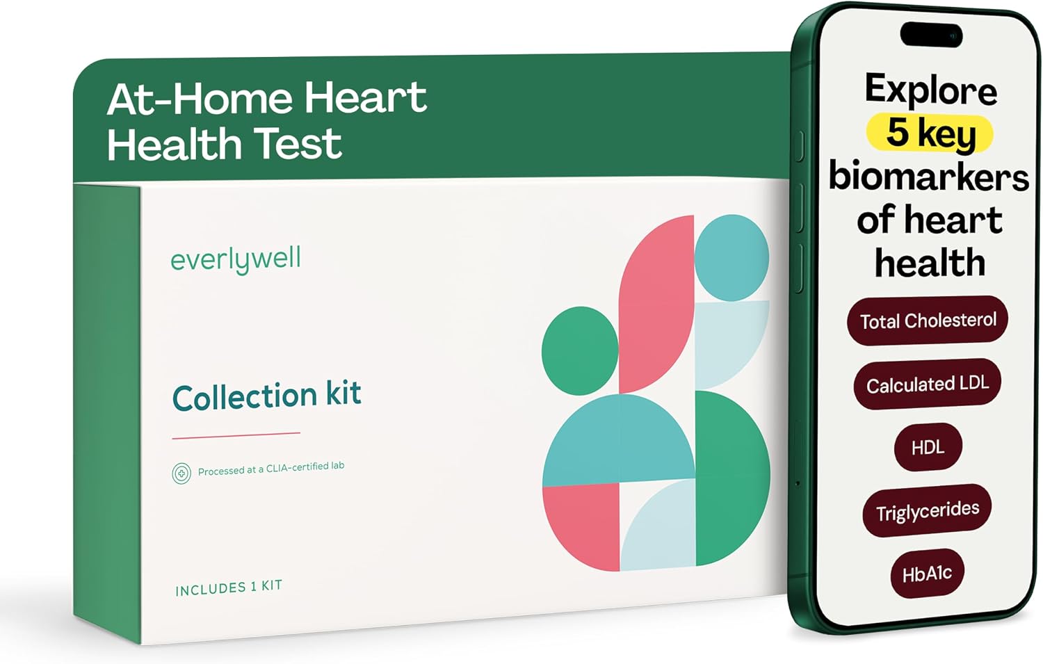 Everlywell Heart Health At-Home Lab Test for Women and Men, Measures Cholesterol, Triglyceride and HbA1c Levels, Accurate Blood Analysis