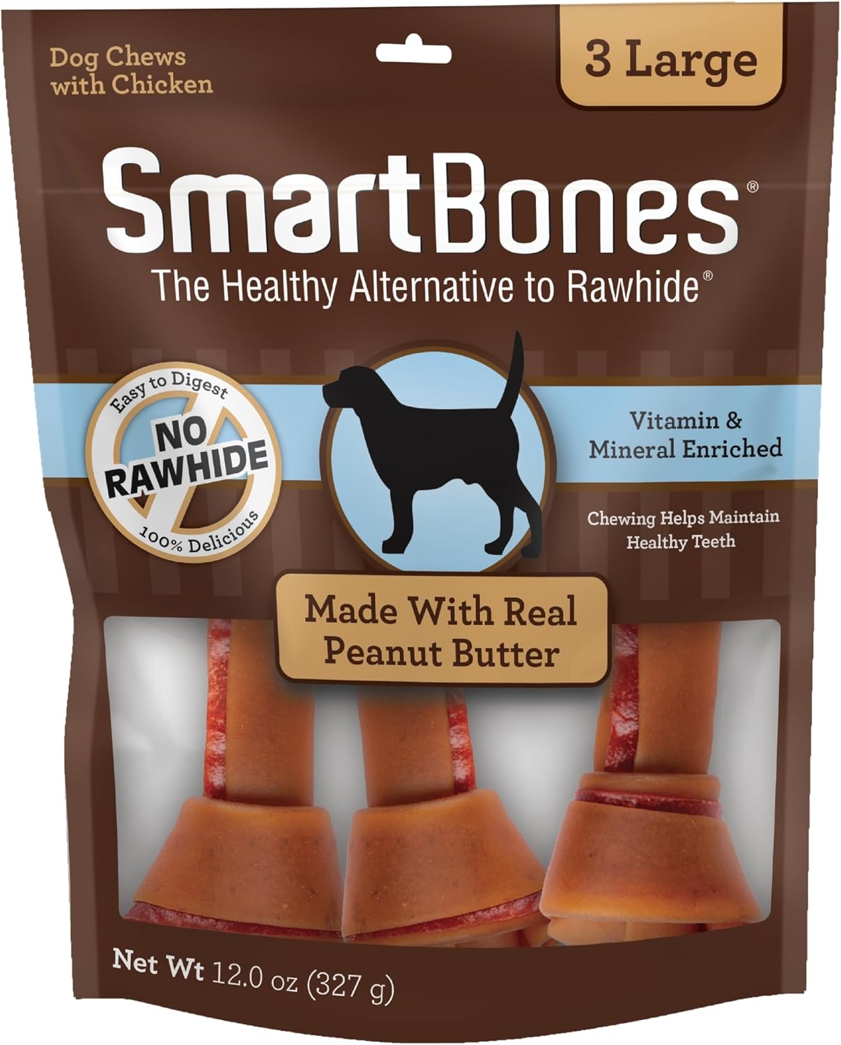 SmartBones Large Chews, Treat Your Dog to a Rawhide-Free Chew Made with Real Meat and Vegetables | With With Real Chicken, Easy To Digest Chew, Vitamin & Mineral Enriched, Helps Maintain Healthy Teeth, For Large Dogs