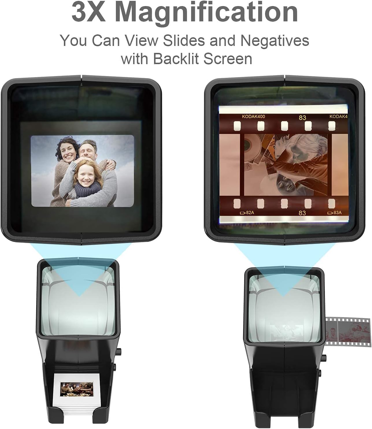 DIGITNOW!35mm Slide and Film Viewer, 3X Magnification LED Lighted Illuminated Viewing