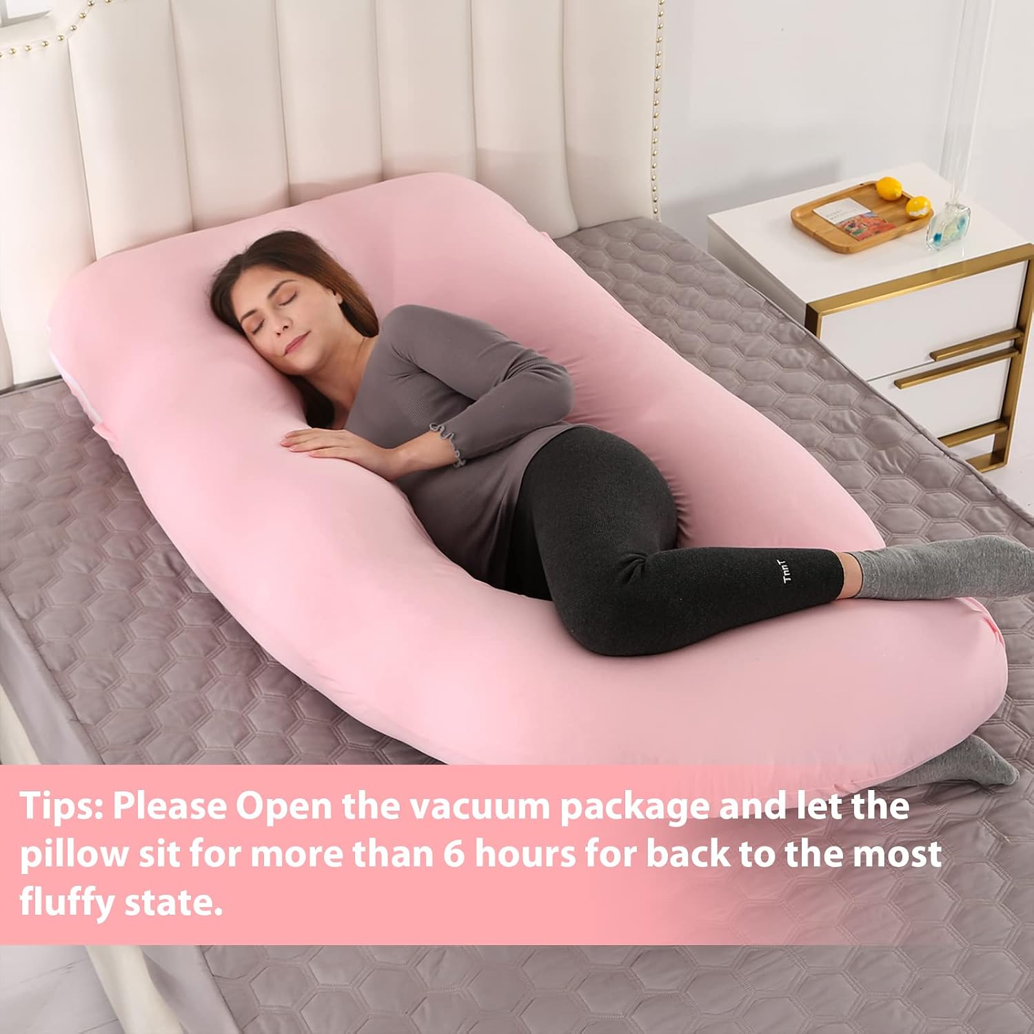Victostar Pregnancy Pillow,57 inches U Shaped Maternity Pillow with Removable Cover Full Body Pillow Support for Back, HIPS, Legs, Belly (Dark Gray)