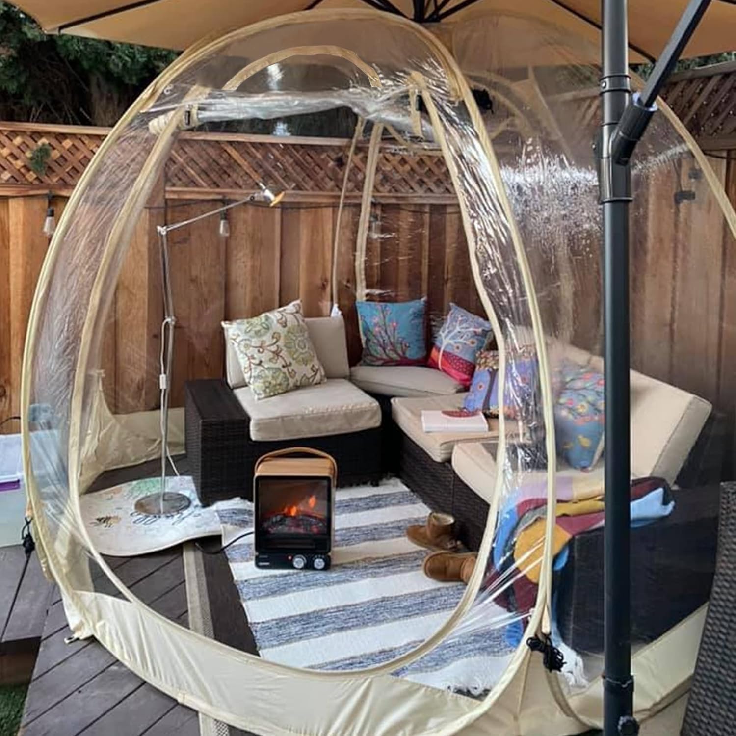 Alvantor® Pop Up Bubble Tent® - 6’ x 6’ Instant Igloo Tent® - 2-3 Person Screen House for Patios - Large Oversize Weather Proof Pod - Cold