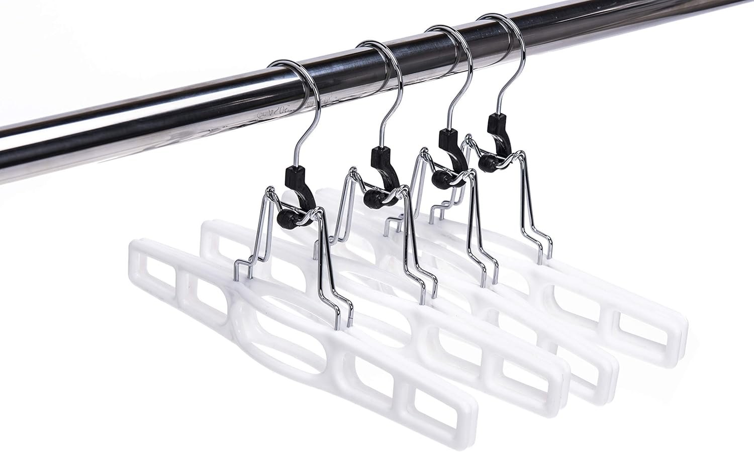 Quality Hangers 10 Pack Premium Skirt Hangers - Thin Space Saving Pant Hangers Set with Clamp, Shorts Hangers with Heavy Duty Locking Clasp