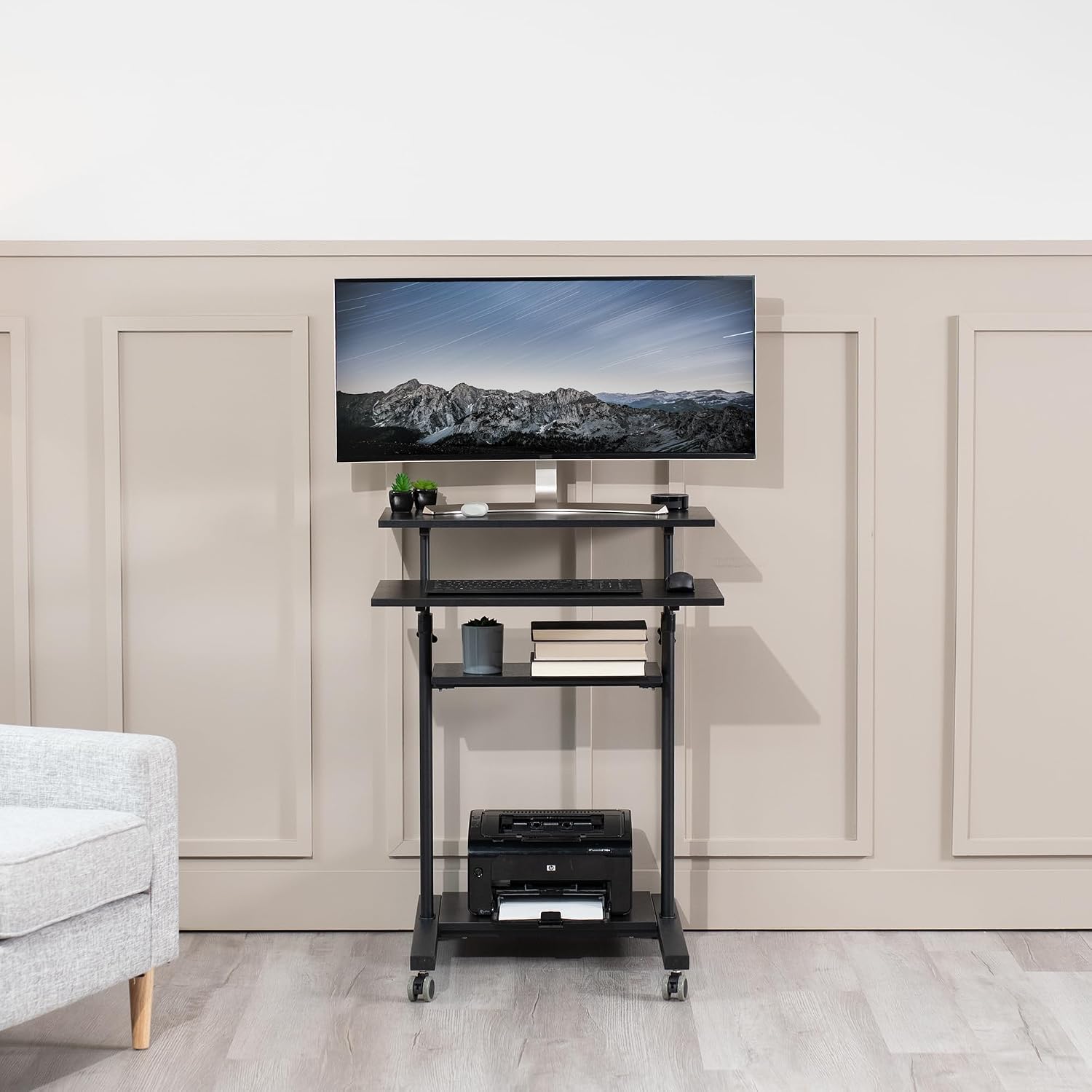 VIVO Black Mobile 28 inch Standing Desk Workstation, CART-V02DB