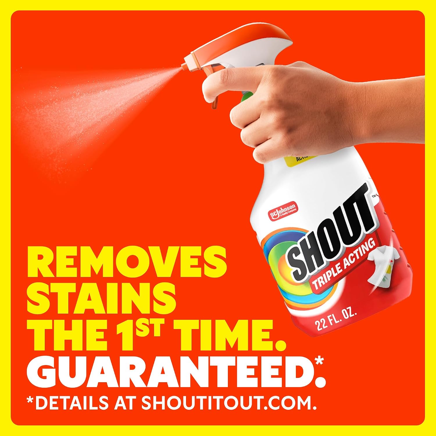 Shout Active Enzyme Laundry Stain Remover Spray, Triple-Acting Formula Clings, Penetrates, and Lifts 100+ Types of Everyday Stains - Prewash Spray 22oz