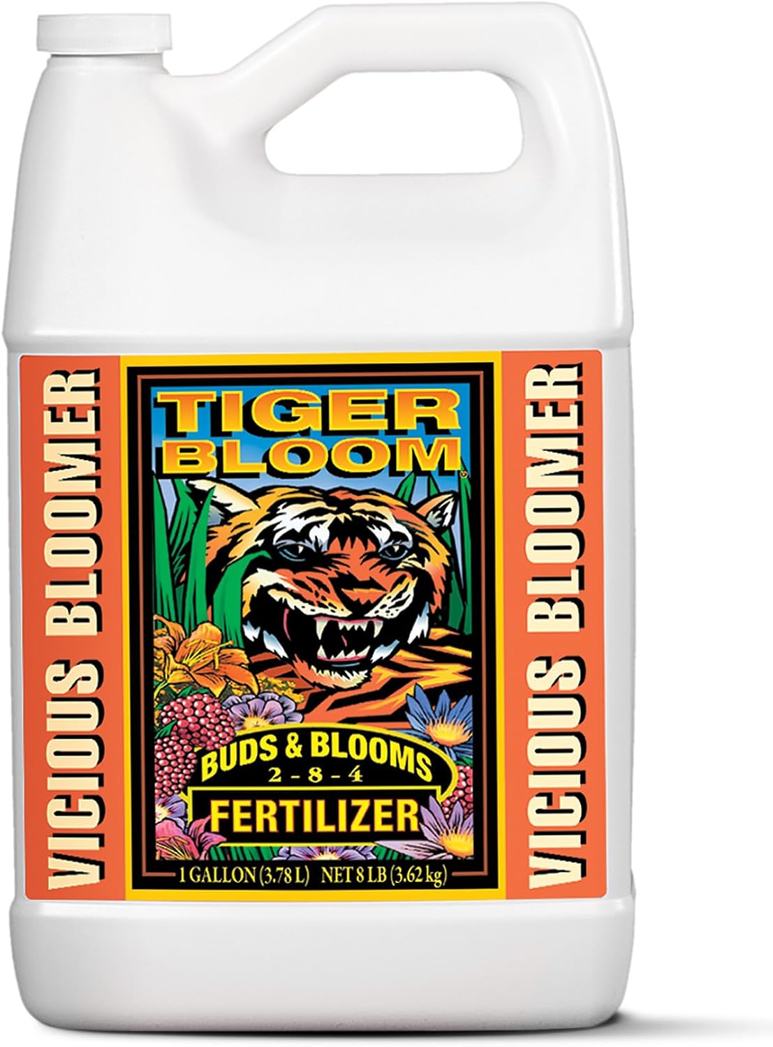 FoxFarm Tiger Bloom Liquid Plant Food - Phosphorus Fertilizer for Buds, Blooms & Flowering - Supports Soil & Hydroponic Systems - High Micronutrient Formula with 2-8-4 Nutrient Ratio - 1 Quart