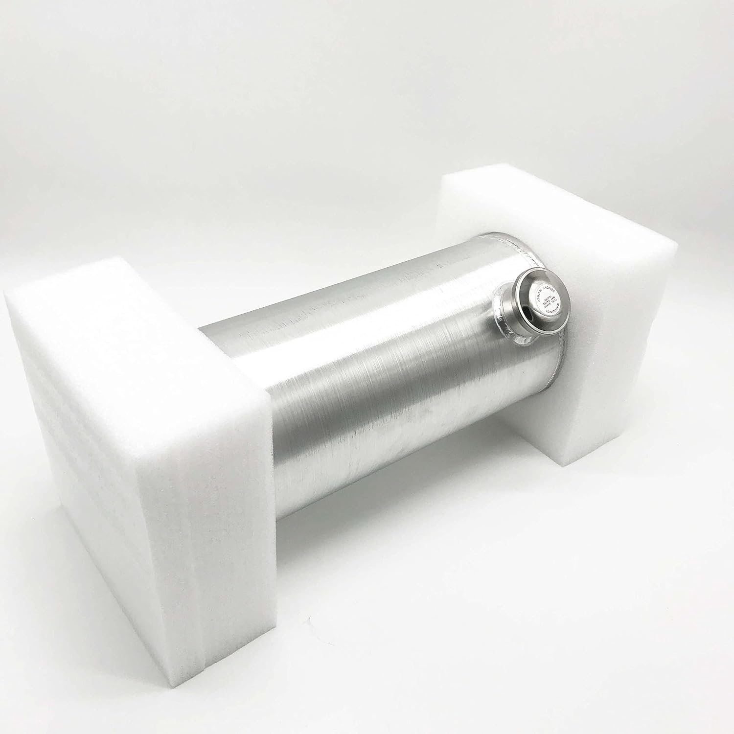 JSD 5 Gallons 8”x24“ Aluminum Spun Round Fuel Gas Tank Cell Fuel Tank with Bracket End Fill 1/4" NPT Outlet