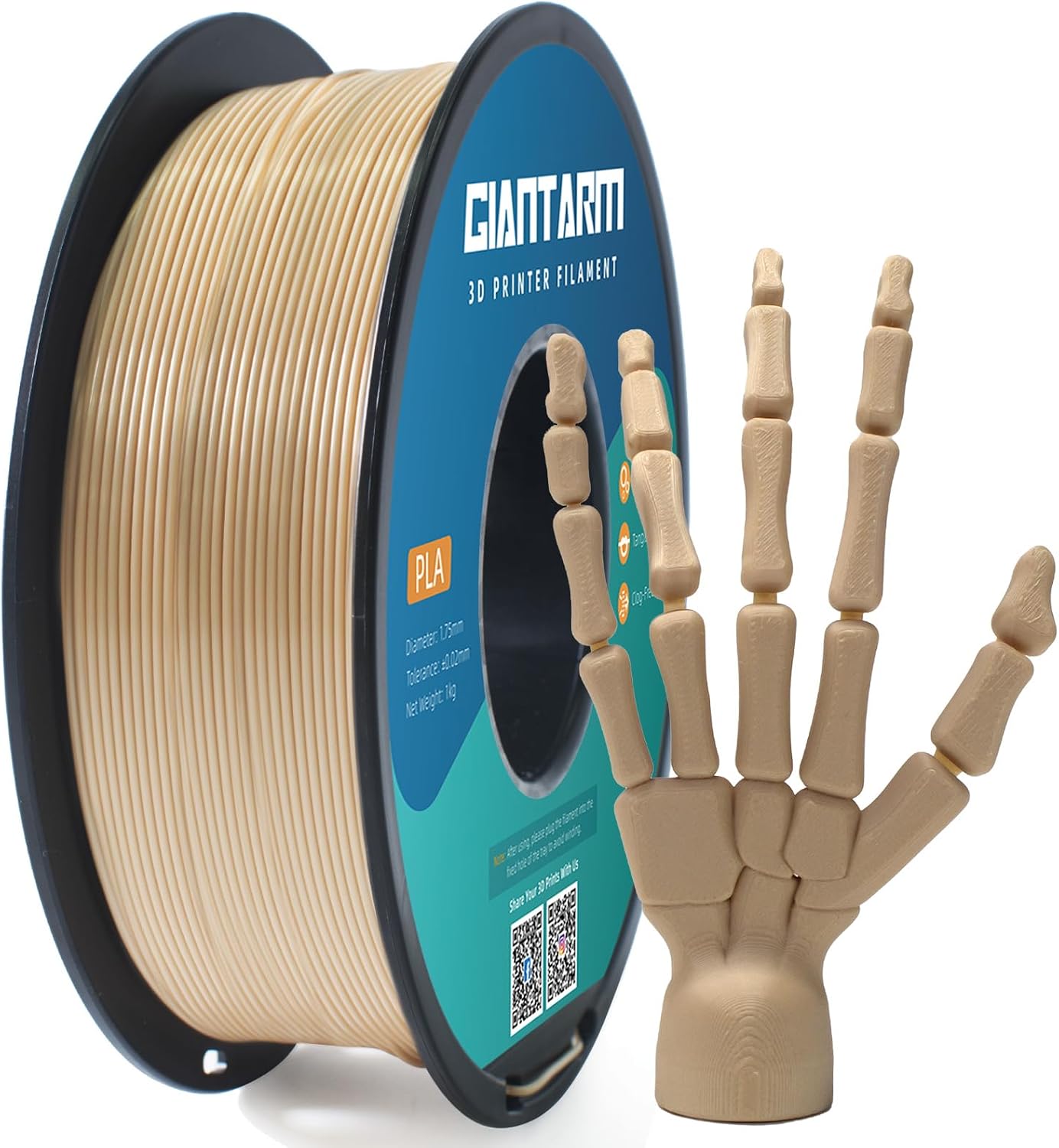 GIANTARM 3D Printer Filament, Silk Gold Pla Filament, 1Kg(2.2lbs) Spool, 1.75mm Dimension Accuracy +/- 0.03mm, 3D Printing Filament