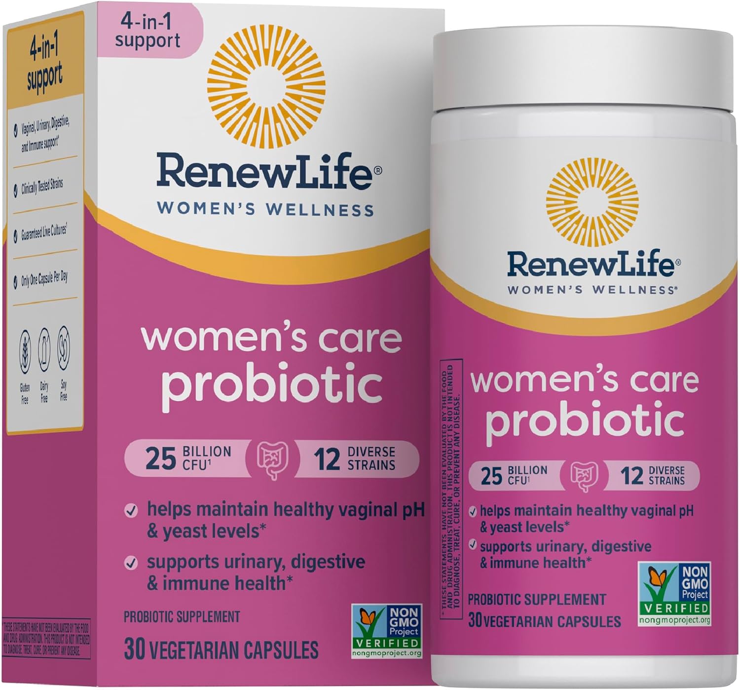 Renew Life Women's Probiotic 25 Billion CFU | 30 Vegetarian Capsules | Supports Urinary, Digestive, and Immune Health | Dairy, Soy and Gluten-Free Supplement
