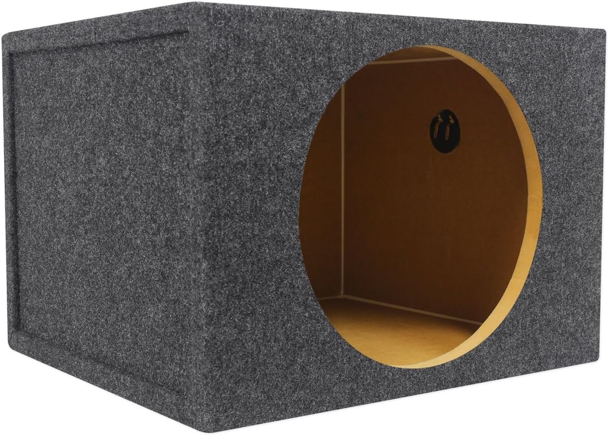 Rockville RMS12 Single 12" Sealed 1.6 Cu Ft Car Sub Enclosure Box, 3/4" MDF | Made in USA, Gold Spring-Loaded Terminals, Glued and Stapled Joints