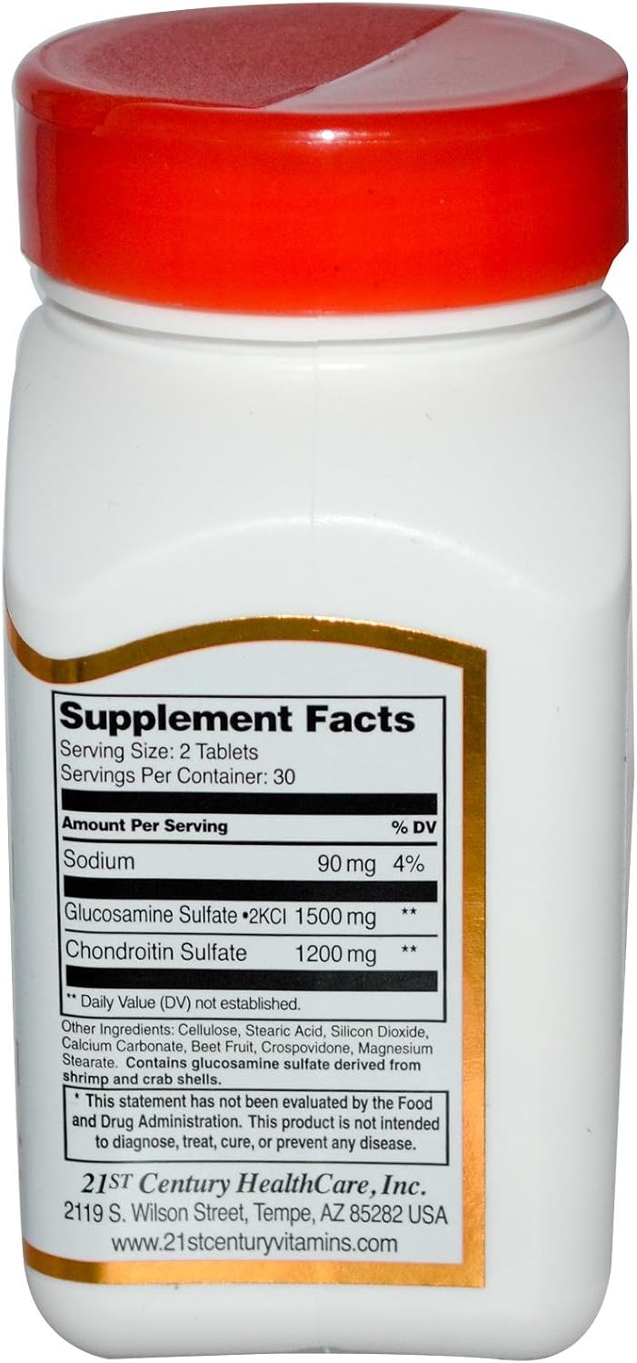 21st Century Glucosamine Chondroitin Triple Strength 750/600mg, 60 Count | Triple-Strength Glucosamine 750 mg & Chondroitin 600 mg, Joint