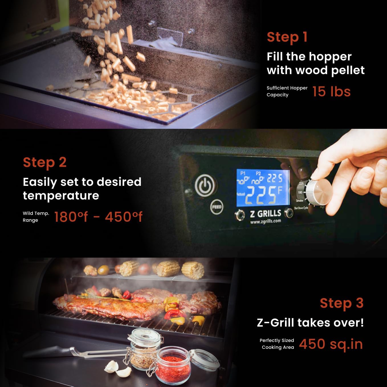 Z GRILLS Wood Pellet Smoker Grill, 8 in 1 BBQ Grill with Auto Temperature Control, 697 sq in Cooking Area for Backyard, Patio and Outdoor Cooking, 7002E, Sliver