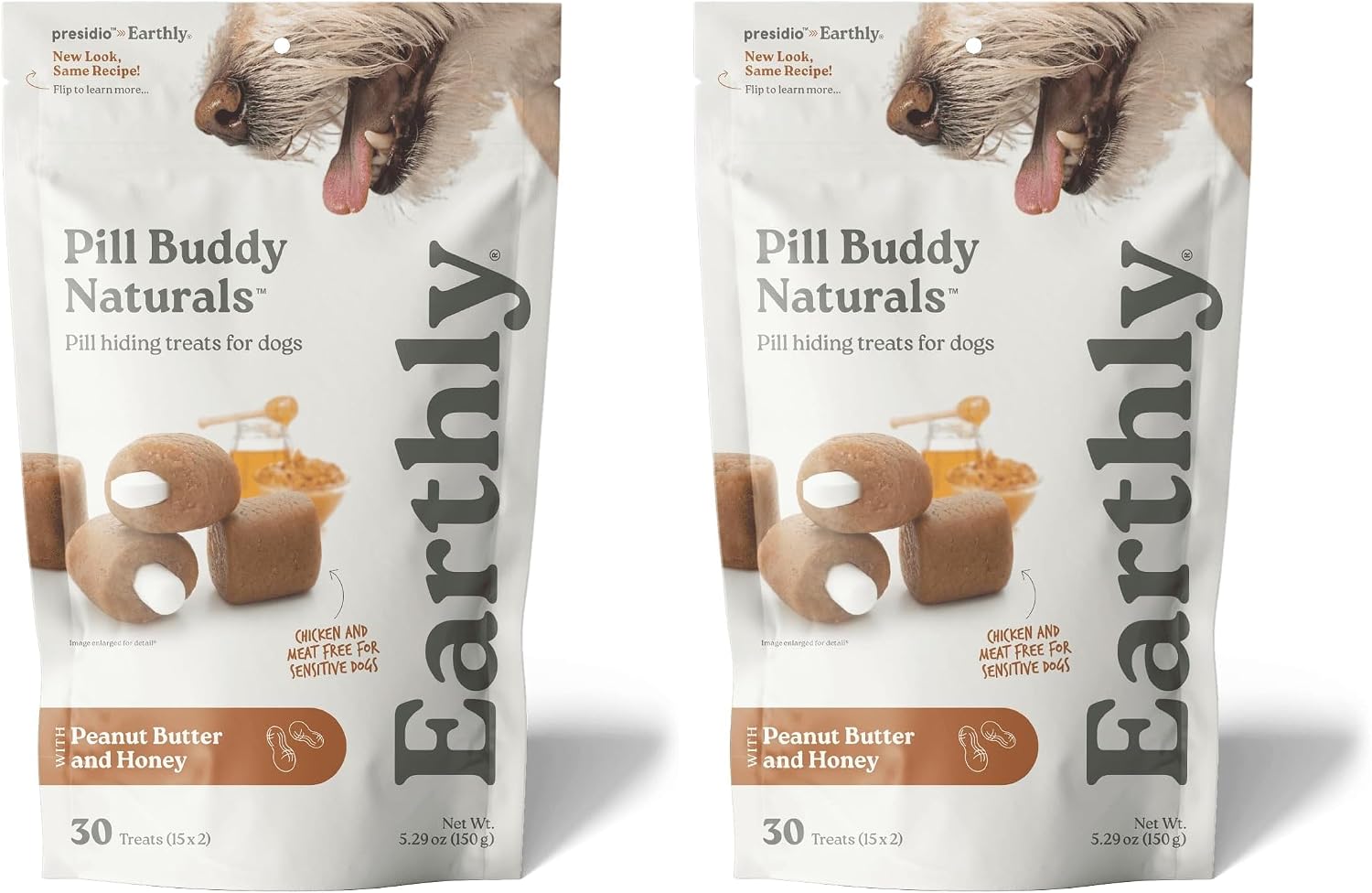 Presidio Earthly Pill Buddy Naturals - PB & Banana Recipe Pill Hiding Treats for Dogs - Make A Perfect Pill Concealing Pocket Or Pouch for Any Size Medication - 30 Servings
