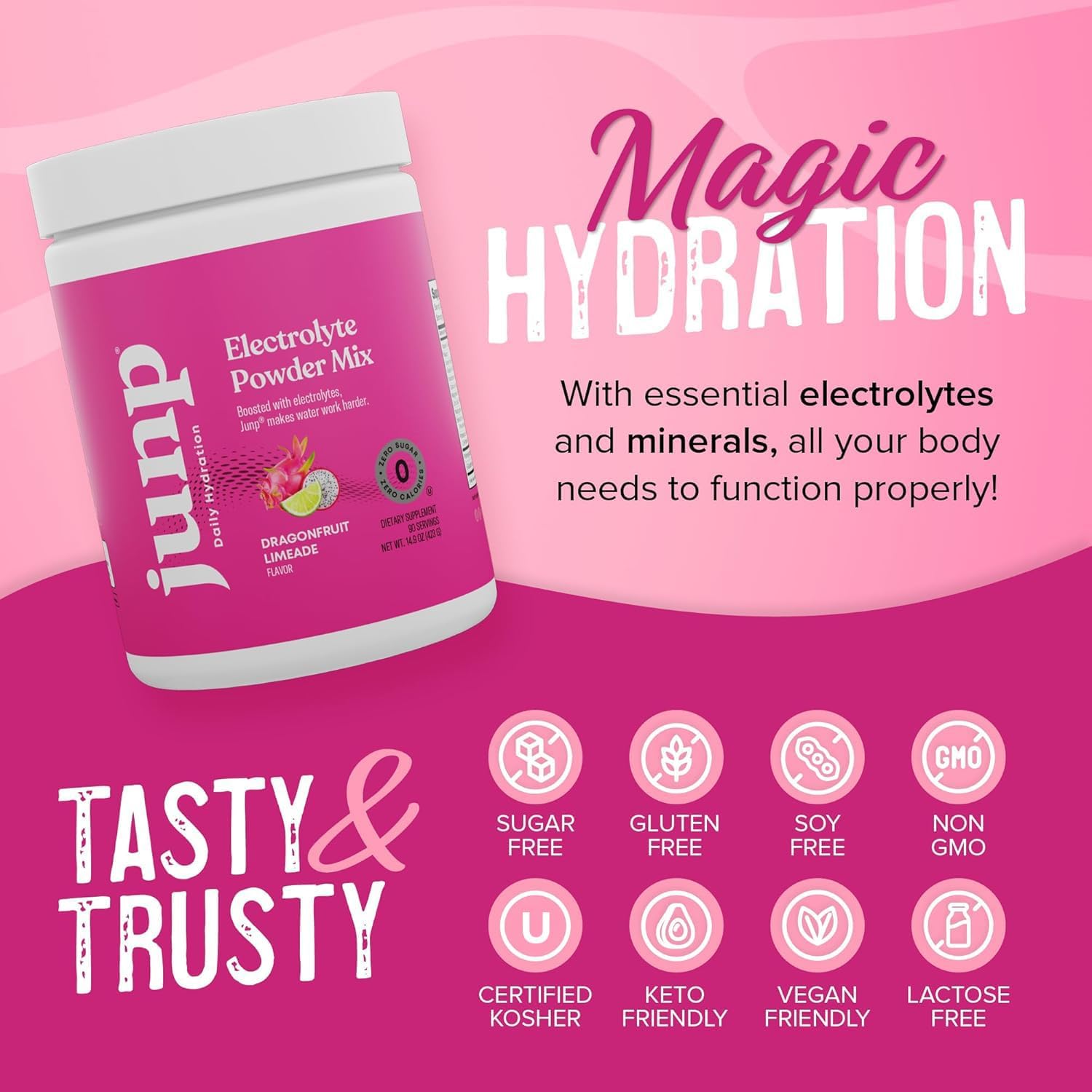 JUNP Electrolytes Powder No Sugar No Carbs – Lemonade Keto Electrolyte Drink Mix - Potassium & Salt Hydration Powder Electrolytes - Zero Calorie