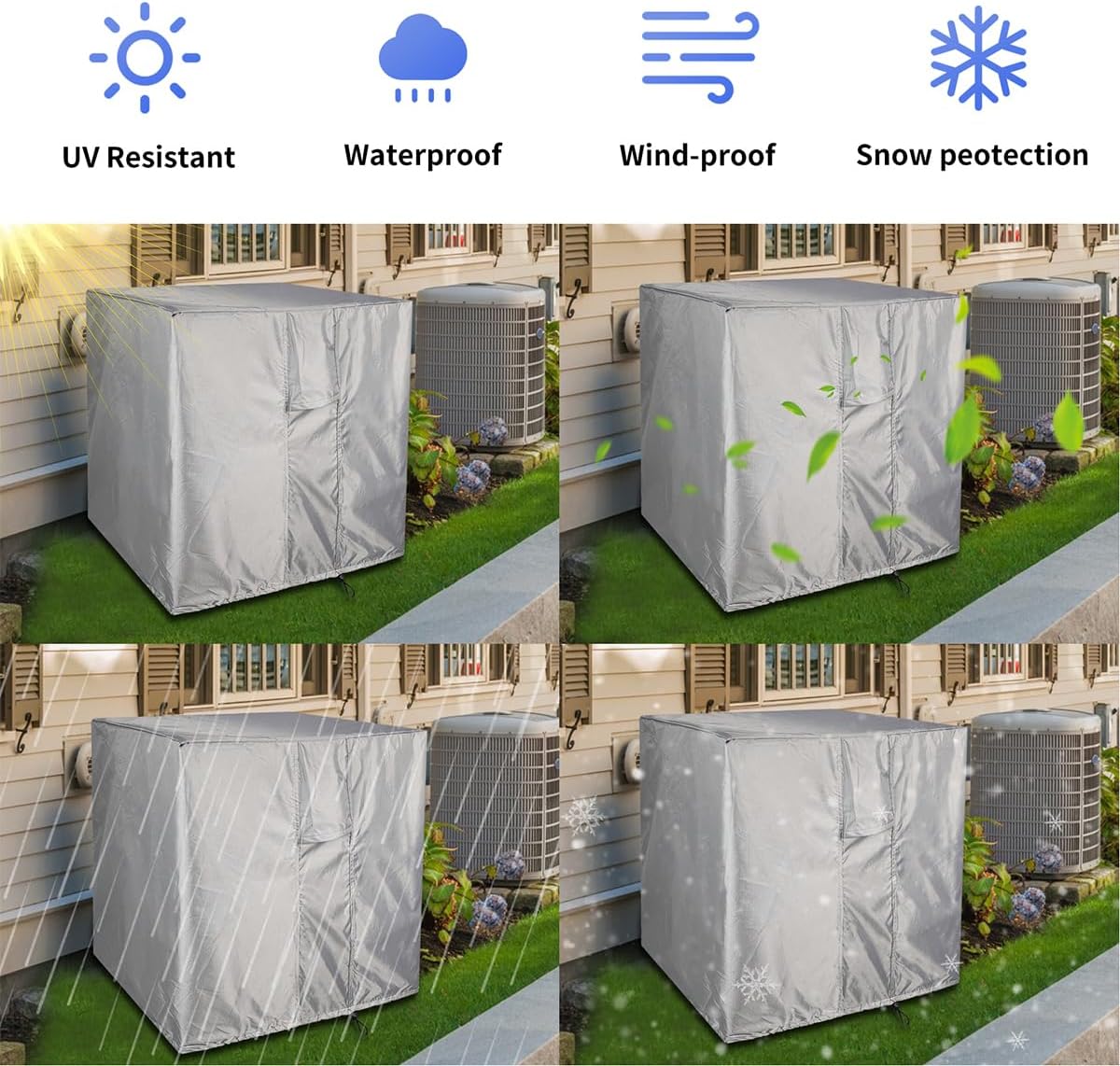 Homydom Air Conditioner Covers for Outside Units Fits up to 30"x30"x32" Full Winter AC Unit Covers Outdoor Protection