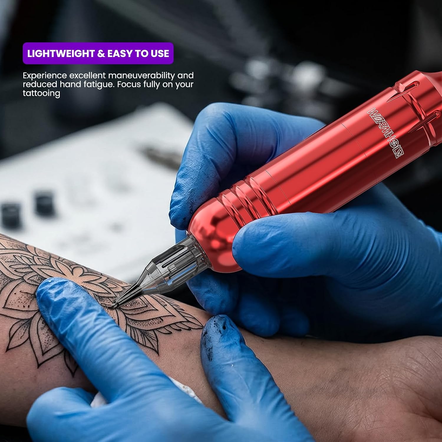 Wormhole Tattoo Kit for Beginners, Rotary Tattoo Pen Kit with 20 Color Inks, 20 Cartridge Needles & Power Supply for Tattoo Practice WTK090