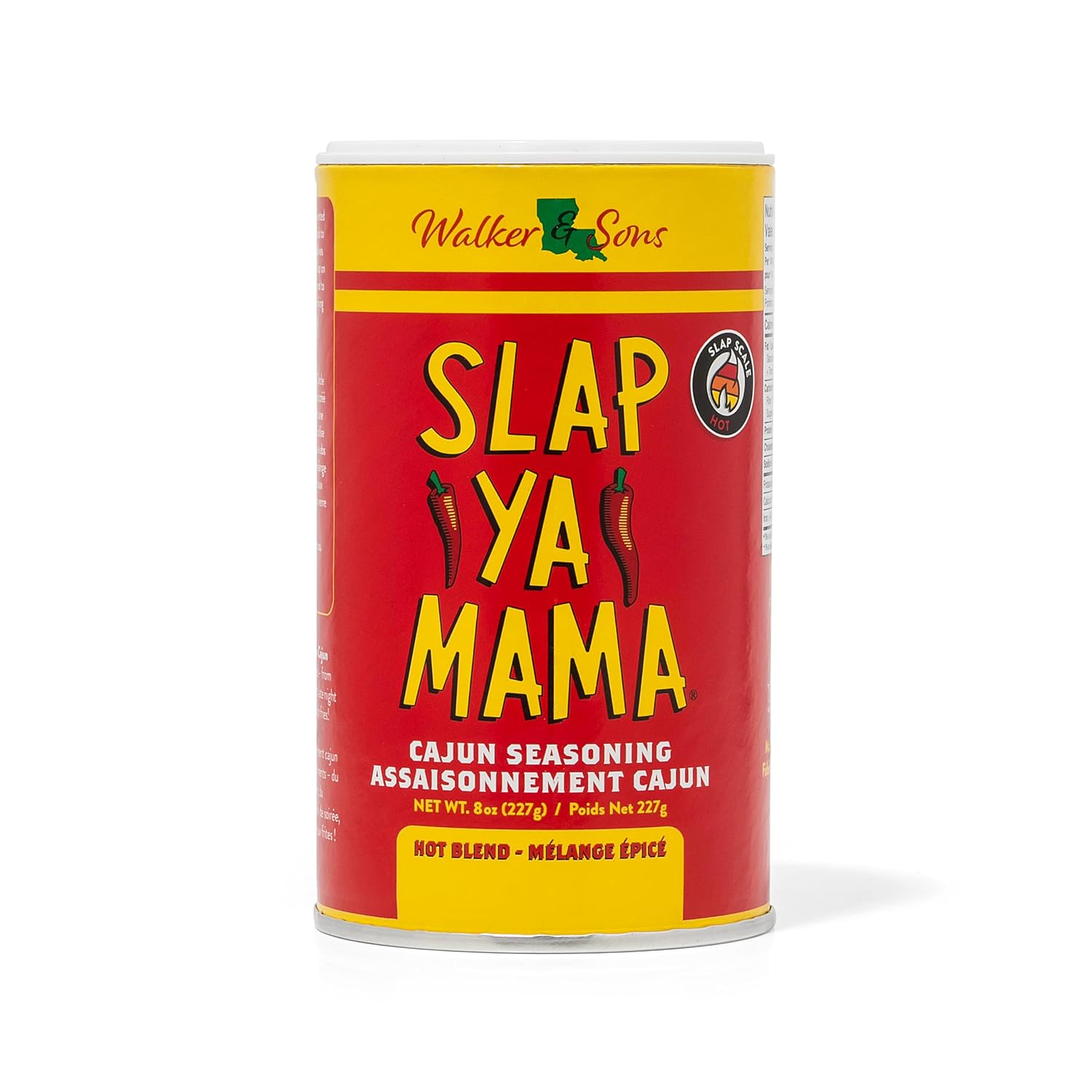 Slap Ya Mama Cajun Seasoning from Louisiana, Hot Blend, No MSG and Kosher, 8 Ounce Can | one 8 oz canister of Hot Blend Cajun seasoning for chicken, seafood, vegetables, grilling, and everyday meals.
