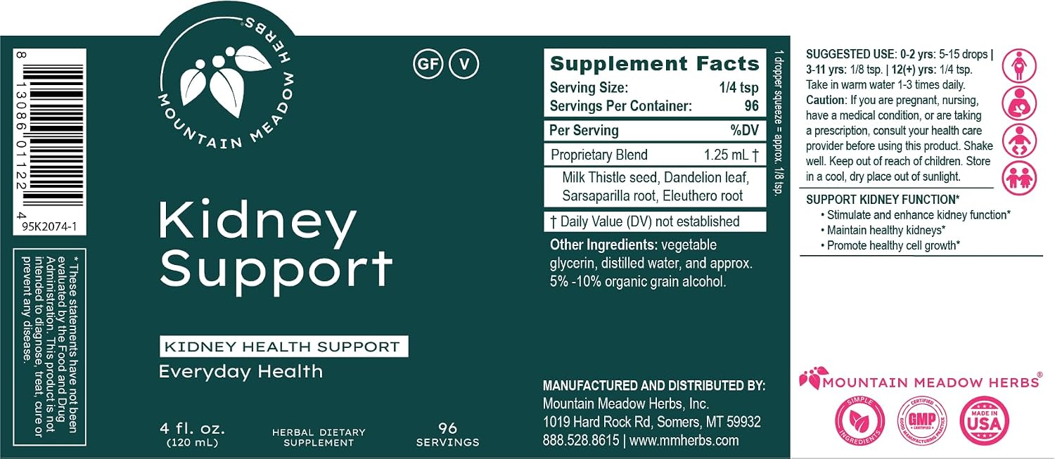 Mountain Meadow Herbs Kidney Support Formula - 4oz - Kidney Health Enhancement