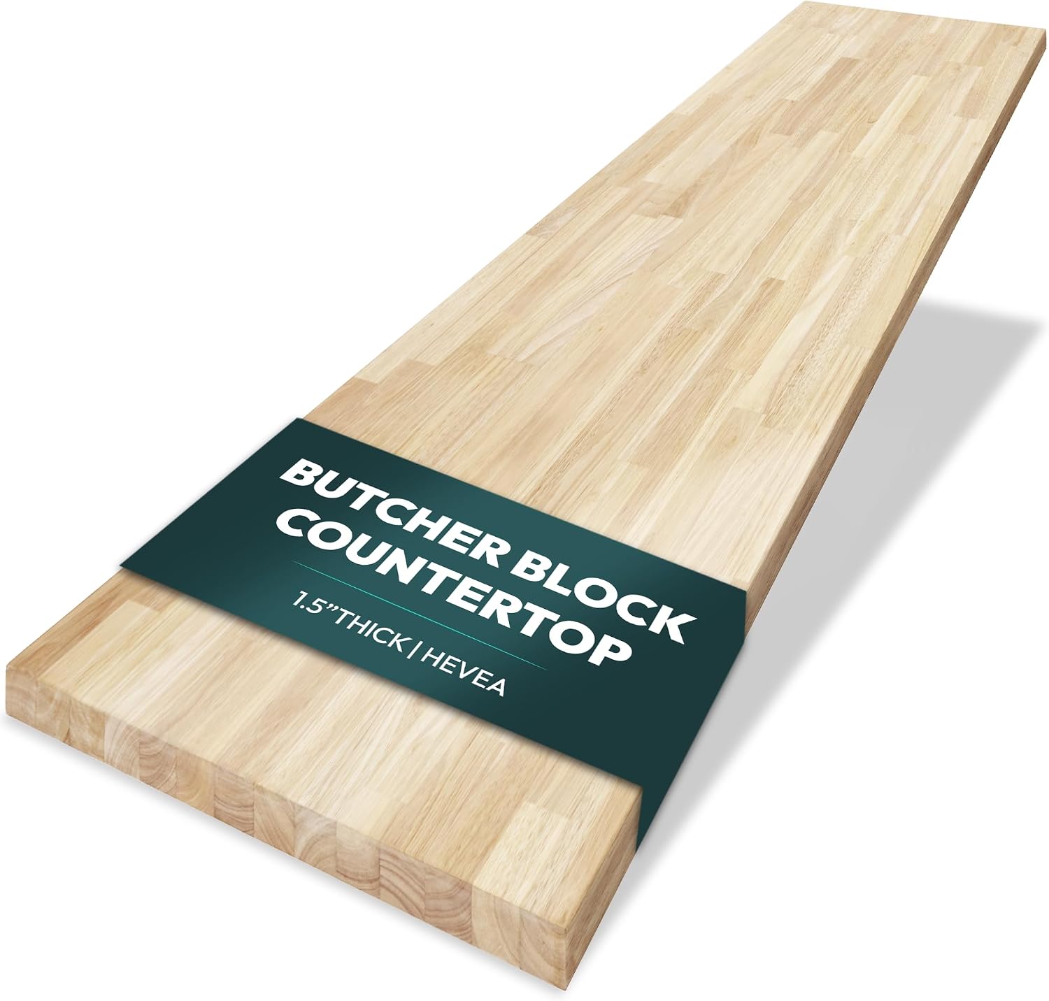 Howizz Butcher Block Countertop 48 x 25 x 1.5 - Hevea Unfinished Solid Wood Table Top, Wood Countertop for DIY Desk, Table, Workbench, Kitchen Island.