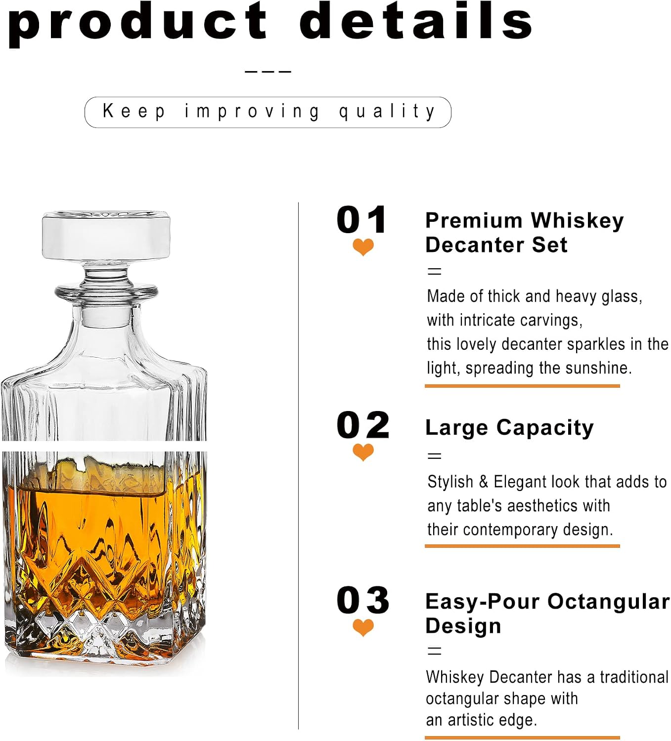 LUXU Whiskey Decanter,25 oz