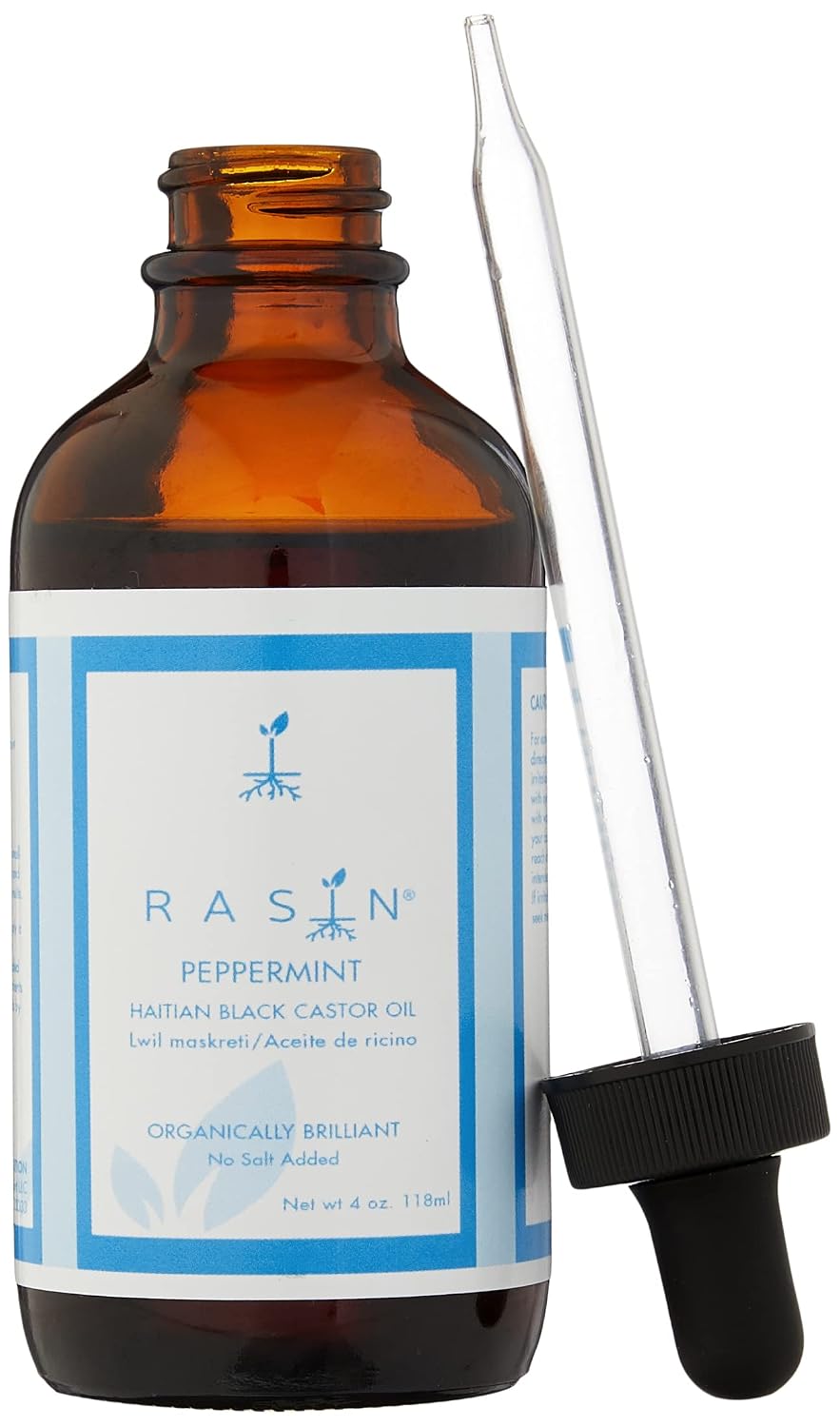Rasin Castor Oil Organically Brilliant Haitian Black Castor Oil. (Original, 4 Fl Oz)
