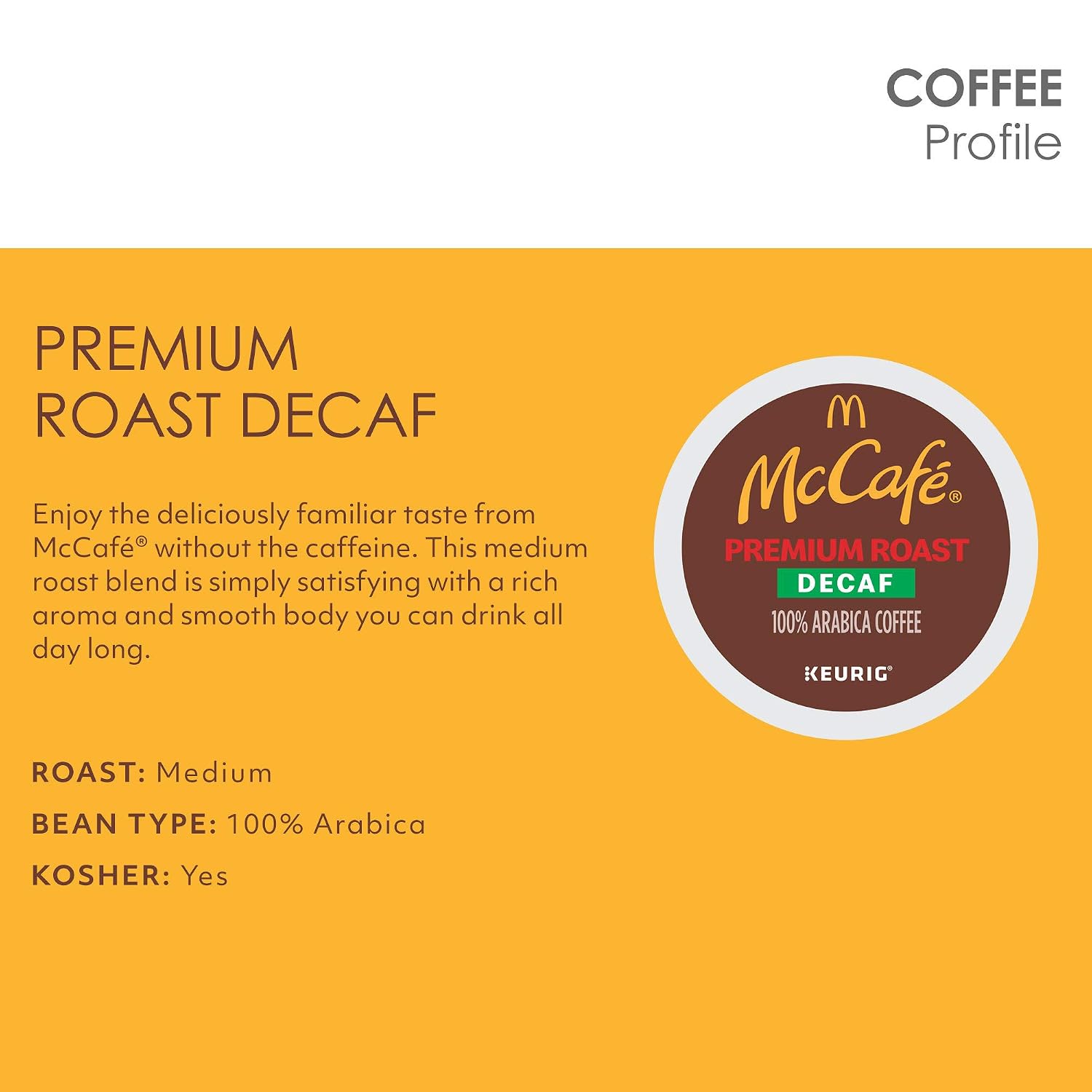 McCafe Premium Roast Decaf Coffee, Single Serve Keurig K-Cup Pods, Decaffeinated, 96 Count (4 Packs of 24)