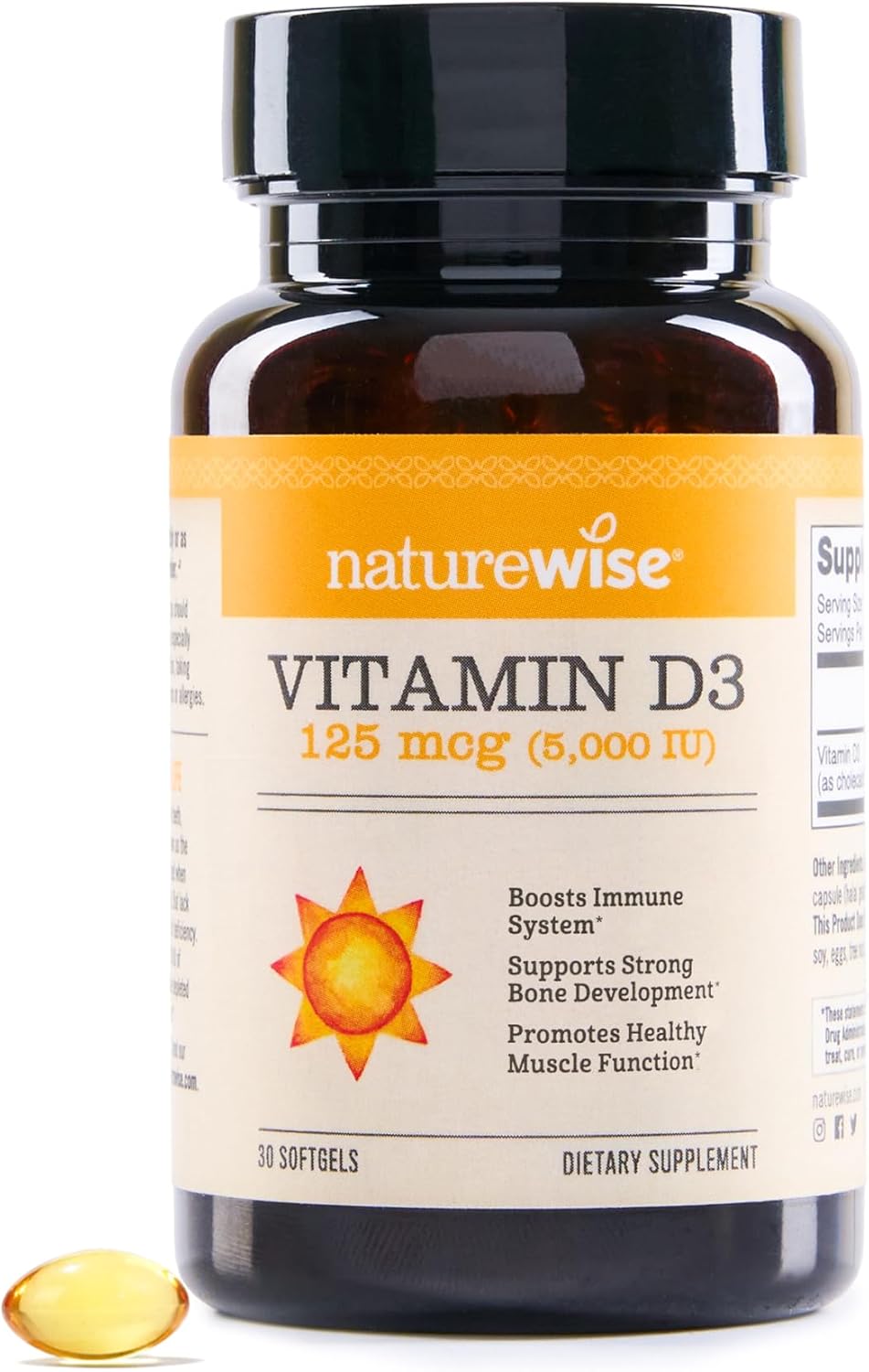 NatureWise Vitamin D3 5000IU Supplement, Immune Support, 360 Mini Softgels