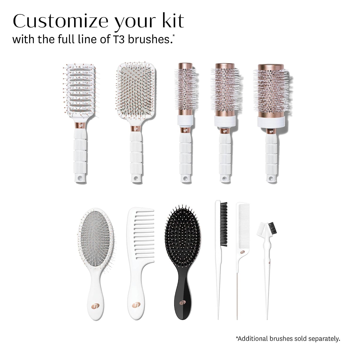 T3 Smooth Paddle Brush | Cushioned Body and Wide Flat Base for Gentle Styling | Heat Resistant Bristles