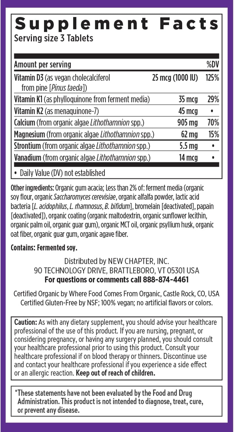 New Chapter Bone Strength Take Care - Bone & Heart Health Supplement - Clinically Studied Plant Calcium from Red Marine Algae - Vegan, Organic, Gluten Free & Kosher - 60 Slim Tablets