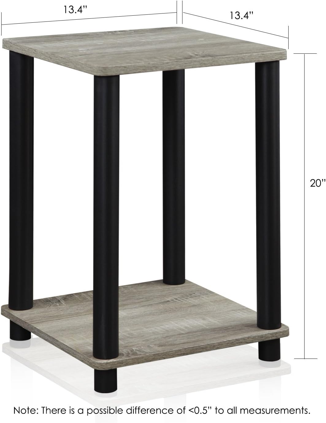 Furinno Turn-N-Tube End Table Corner Shelves, Set of 2, Dark Cherry/Black | Stackable Modern End Table with Open Shelf, Night Stand, Bedside Table, for Living Room, Bedroom