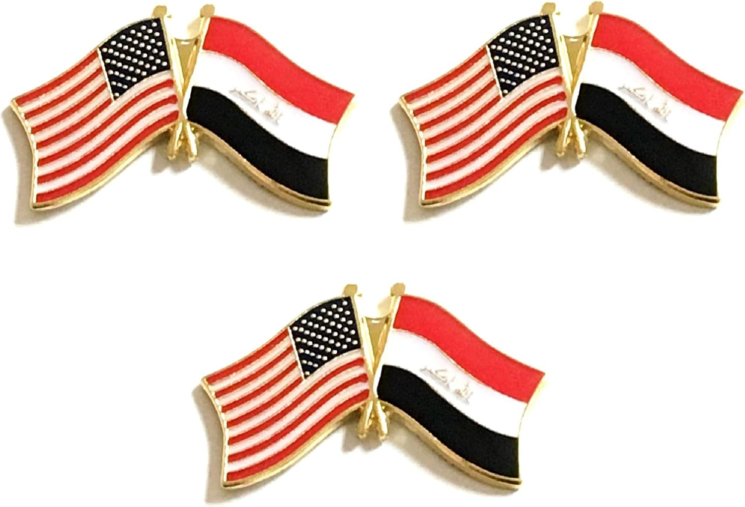 3 National Country Flag Crossed Enamel Flag Pins Pack of 3 Friendship Double Flags