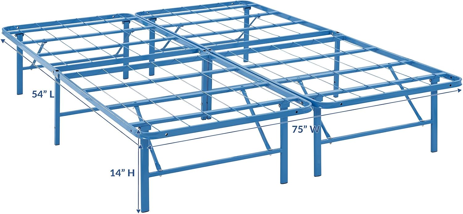 Modway Horizon Queen Bed Frame In Gray - Replaces Box Spring - Folding Metal Mattress Bed Frame