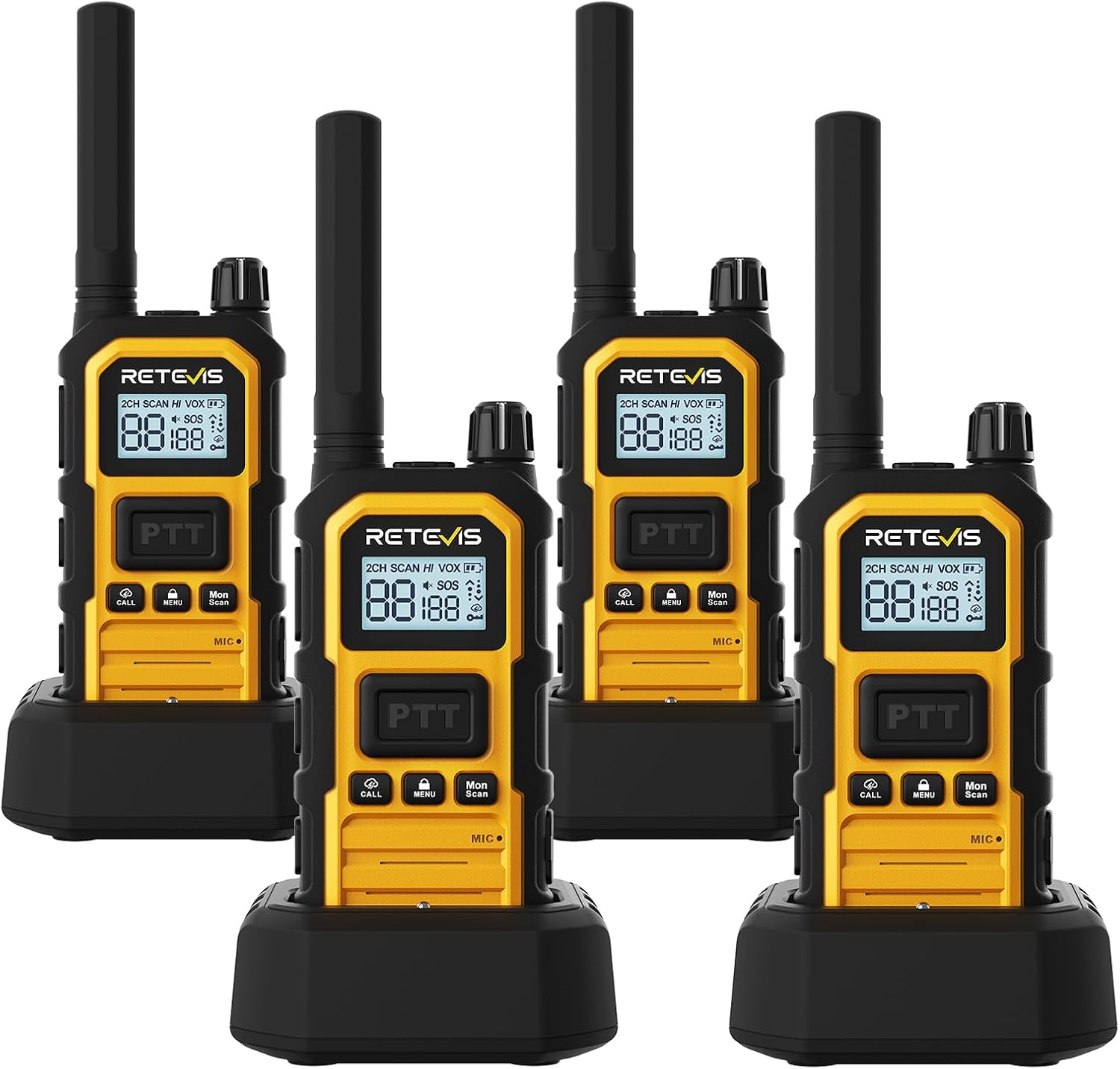 Retevis RB48PLUS GMRS Walkie Talkies Long Range,IP67 Waterproof 2 Way Radio | Repeater Capable, Dual PTT, Vibration Alert, NOAA, SOS, for Hurricane Preparedness, Emergency Communication, Outdoor, 2 Pack