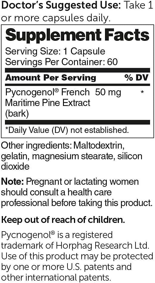 Dr. Whitaker's Clinical Grade Pycnogenol 50mg, 60 Capsules (60-Day Supply)