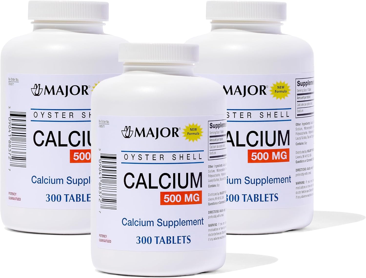 Major Oyster Shell Calcium 500 mg - Daily Calcium Supplement - 300 Tablets (1-Pack)