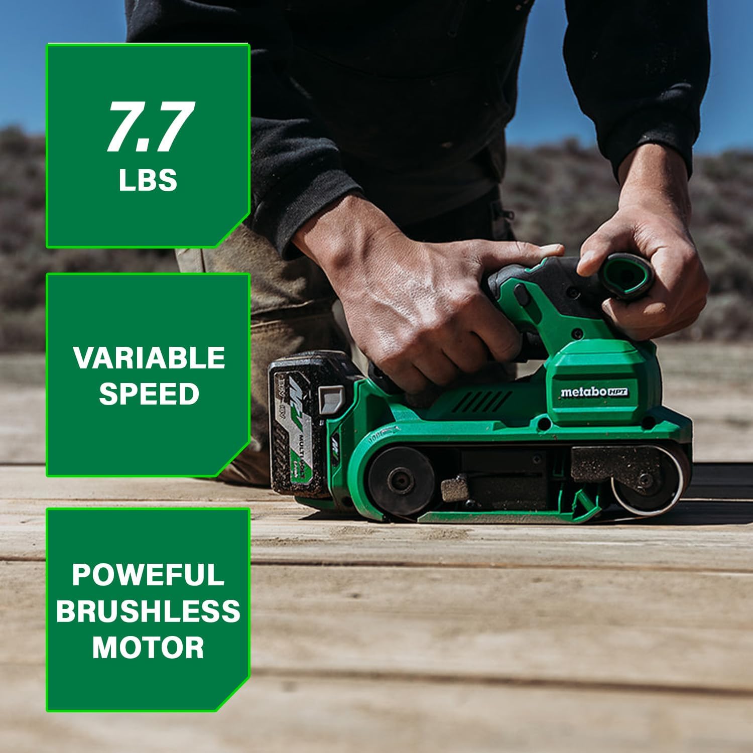 Metabo HPT Belt Sander | 3 x 21 Inch | For Woodworking | Variable Speed | 9.0 Amp Motor | Soft Grip | 5-Year Warranty | SB8V2