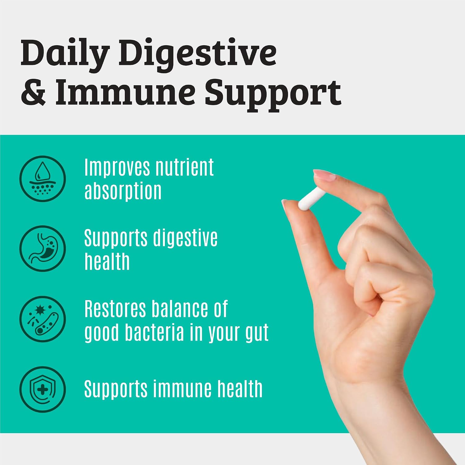 Prebiotics and Probiotics: Lactobacillus Gasseri, Lactobacillus Rhamnosus, Plantarum, Casei, Bifidobacterium longum, lactis