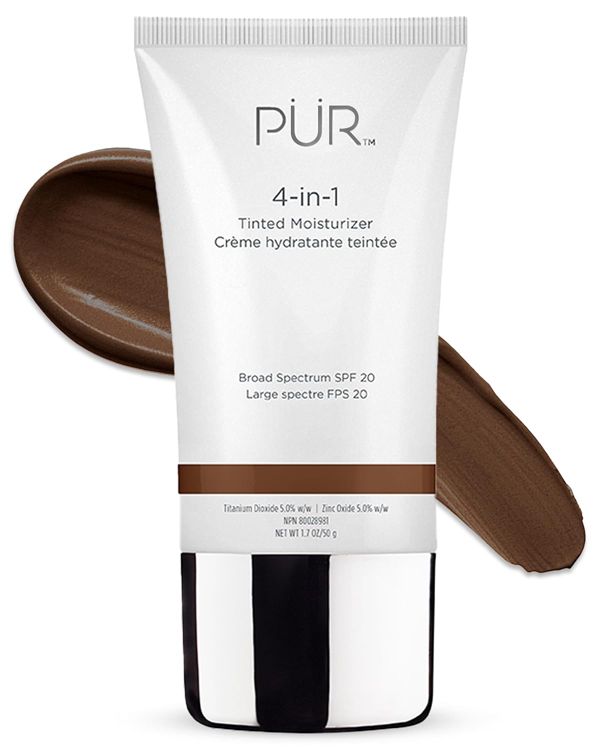 PÜR MINERALS 4-in-1 Tinted Moisturizer With SPF 20 - Hydrating Face Moisturizer, Primer, & Foundation With Shea Butter