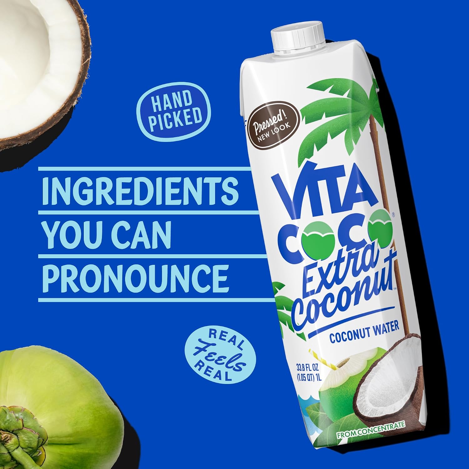 Vita Coco Coconut Water, Pure Original, Refreshing Coconut Taste, Natural Electrolytes, Vital Nutrients, 33.8 Oz (Pack of 6)