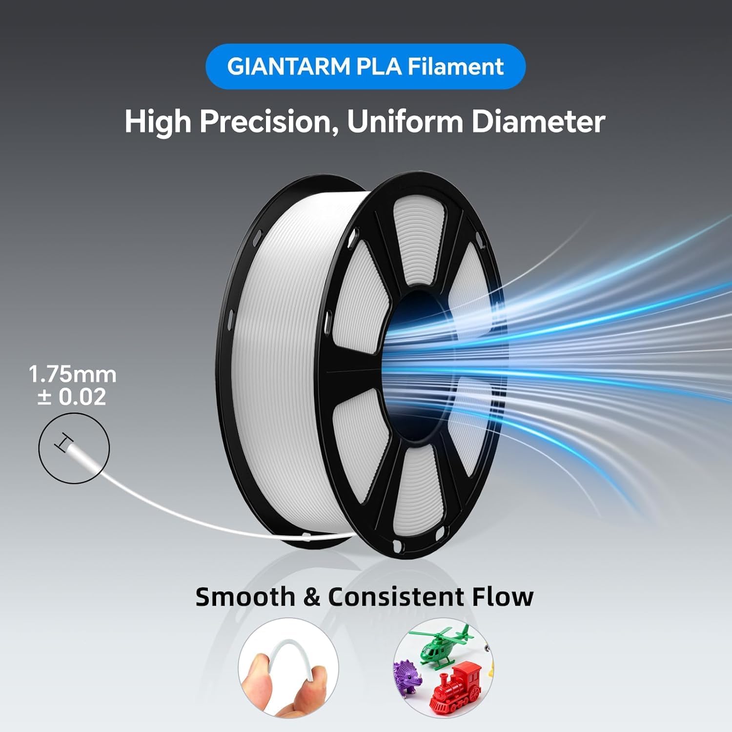 GIANTARM 3D Printer Filament, Silk Gold Pla Filament, 1Kg(2.2lbs) Spool, 1.75mm Dimension Accuracy +/- 0.03mm, 3D Printing Filament