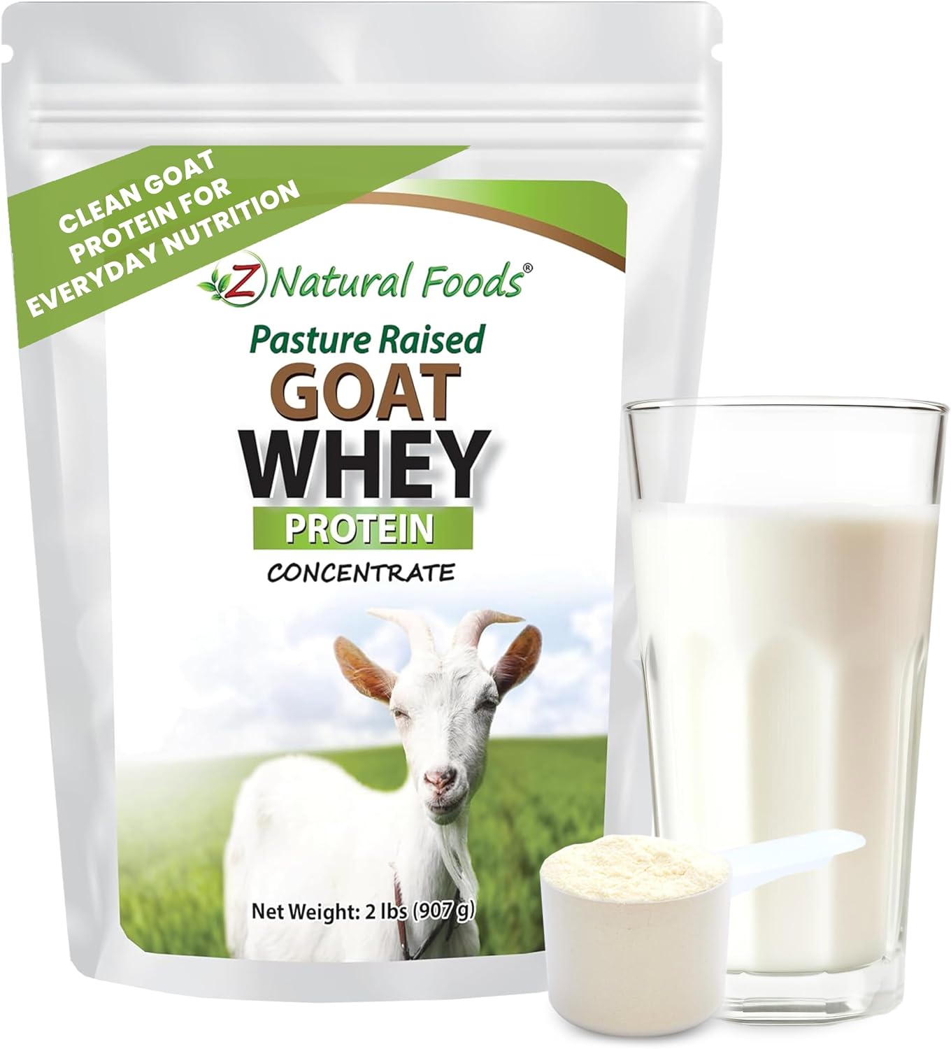 Z Natural Foods Goat Whey Protein Powder Concentrate - Pasture Raised, 1 lb