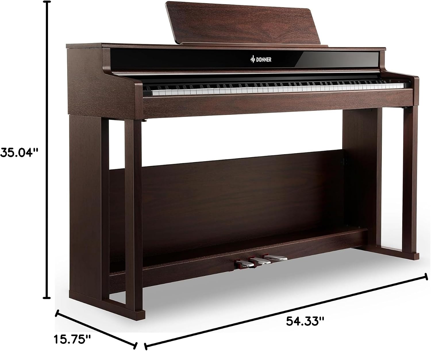 Donner DDP-300 Digital Piano with 88 Graded Hammer Action Weighted Keys, Record, Bluetooth, 10 Voices, 4 Reverb, Speakers