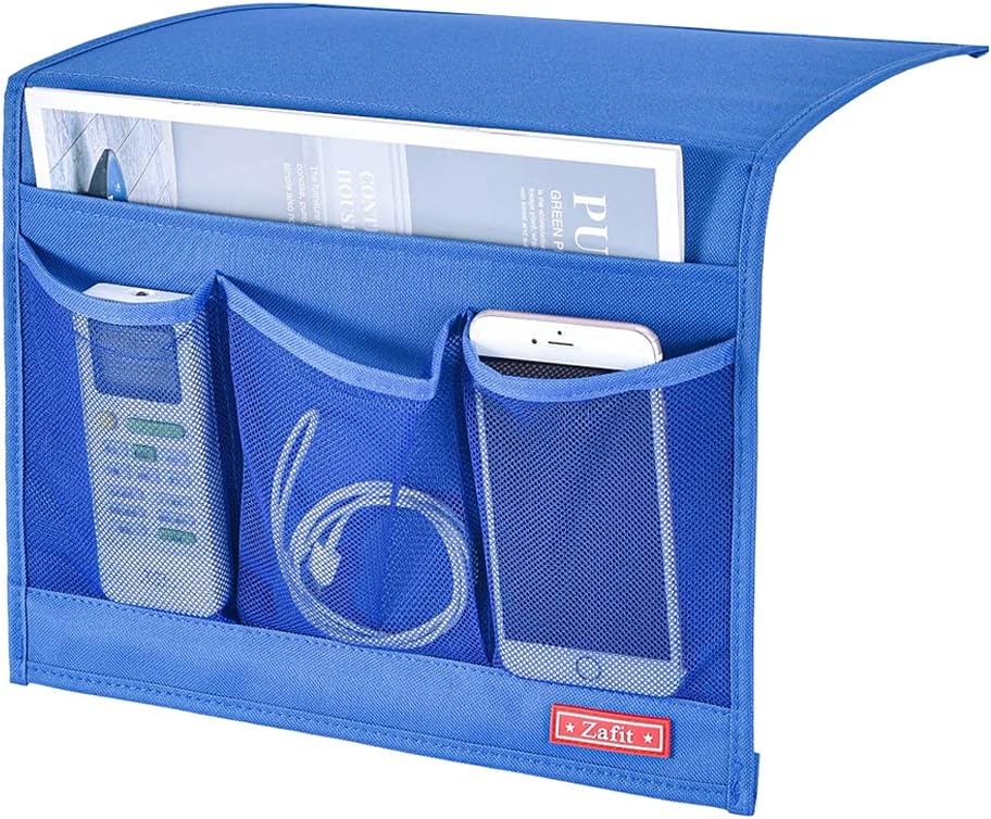 Zafit Bedside Storage Organizer, Table Cabinet Bedside Organizer Caddy for Remotes Phone Glasses (Classic 4 Pockets-Grey)