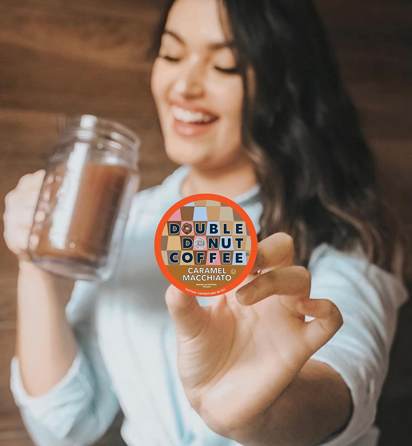 Double Donut Coffee Double Donut Medium Roast Decaf Coffee Pods, Classic, for Keurig K-Cup Machines, 24 Single-Serve Capsules per Box