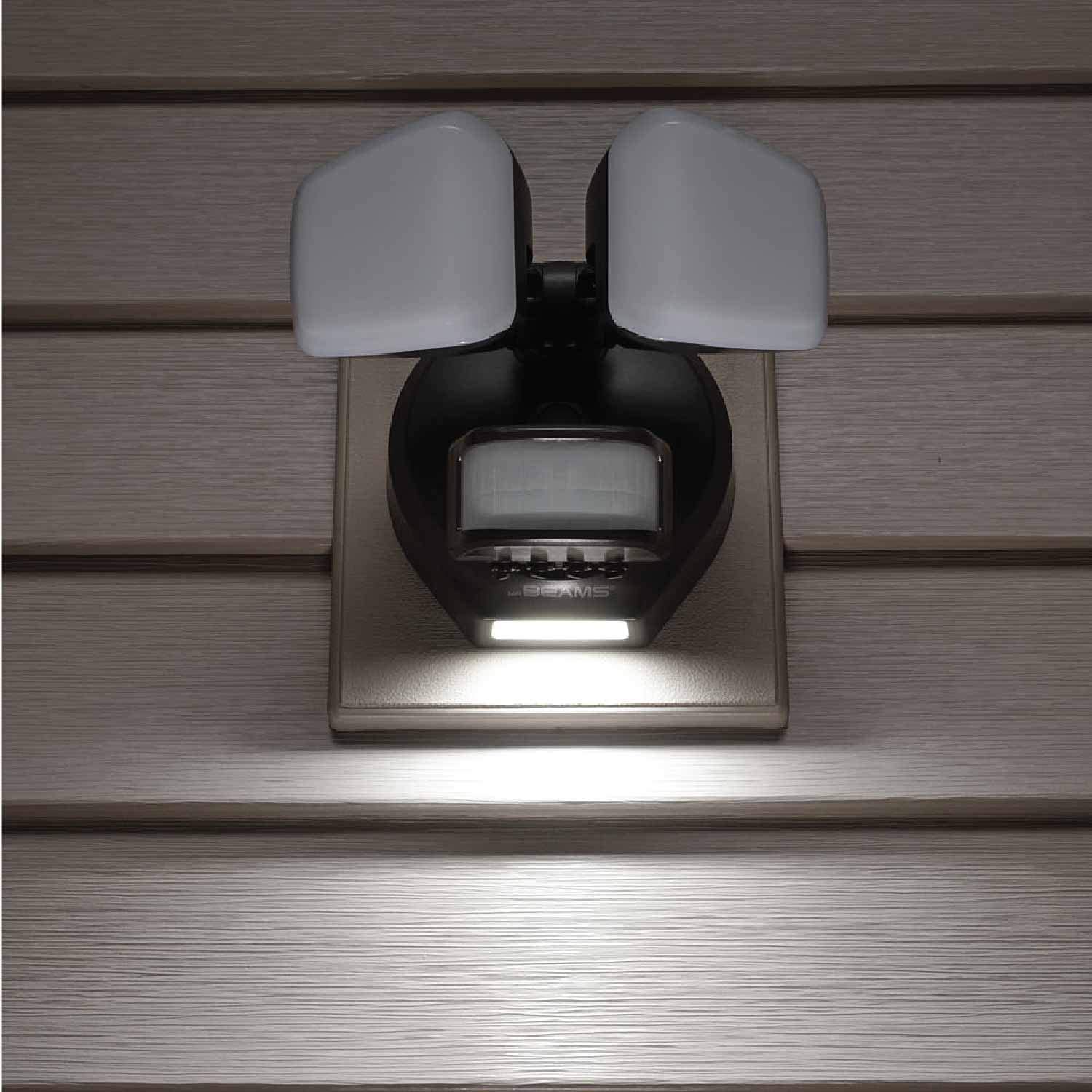 Beams 2900 Lumen 2-Head Outdoor Motion Sensing LED Security Light with Cascading Wall Wash, 1-Pack, White