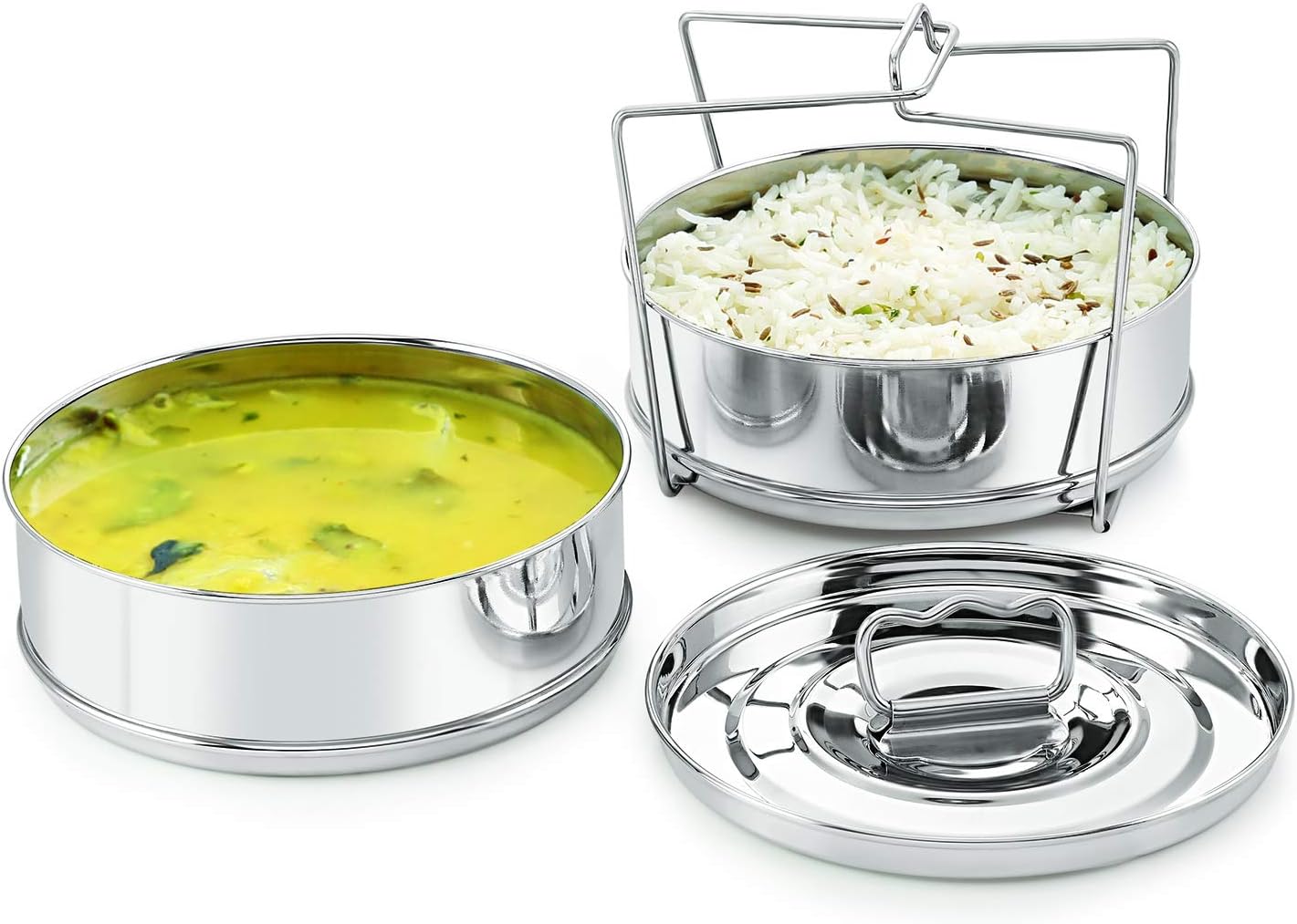 Stackable Stainless Steel Insert Pans - Inserts for Instant Pot - Pan for Instapot - Accessories for Instant Pot- FITS 6 QT and Above - Single Size - Pressure Cooker Steamer Pan Accessories